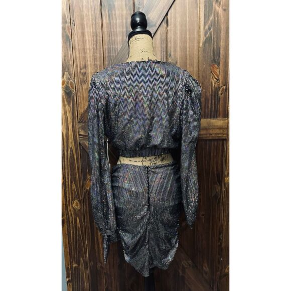 Rosevelvet Black Sequin 2Pc Skirt & Blouse Top Womens Dress Sz L - Picture 2 of 6